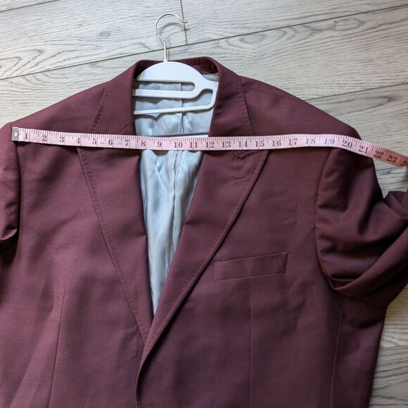 Sergio Valentino Burgundy Maroon Blazer Suit Jacket Size 48L - Picture 10 of 11